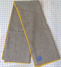 Faribault Woolen Mills utility wool blend yellow edge stitching throw blanket