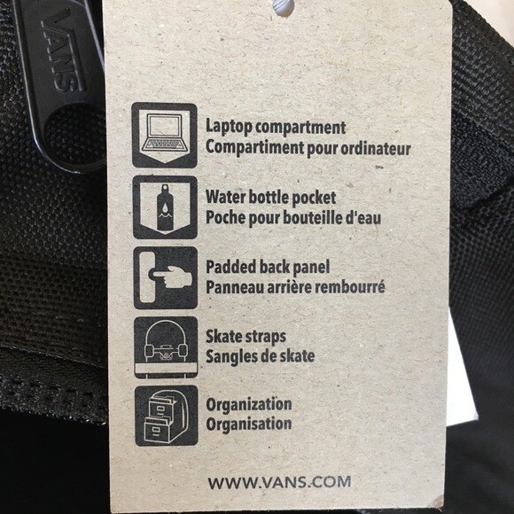 Vans ESSENTIAL PACK Backpack *NEW Laptop Sleeve SKATE STRAPS Black FREE SHIPPING