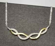 Sterling Silver 925 Gold Wash Necklace w/ 24 Natural Diamonds 17.25  8g NWOT