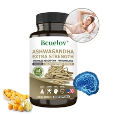 Organic Ashwagandha Capsules 3000mg Supplement w/ Black Pepper Root Powder