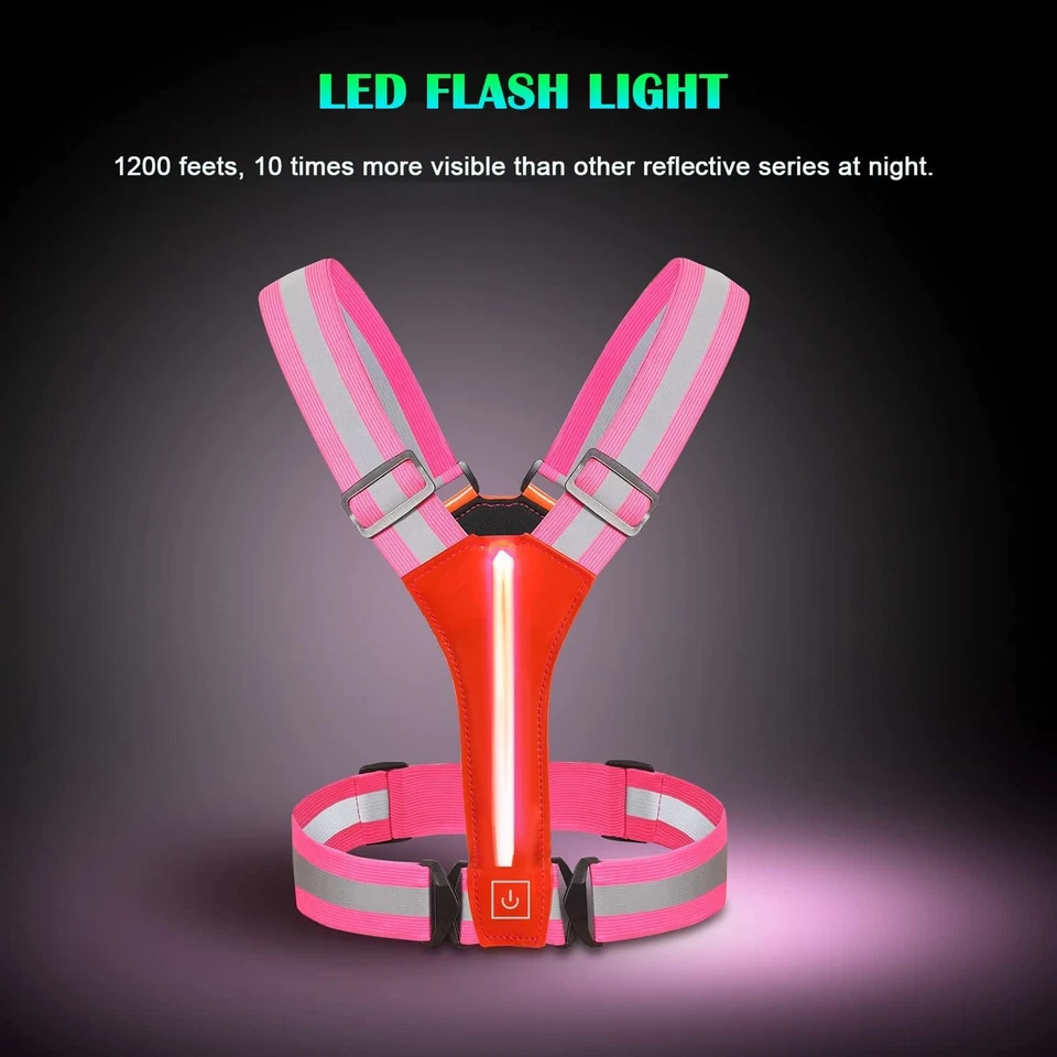 Chaleco Reflectante LED Equipo para Correr, USB Recargable LED Iluminación Chaleco Alta Visibilidad Foto 3 de 4
