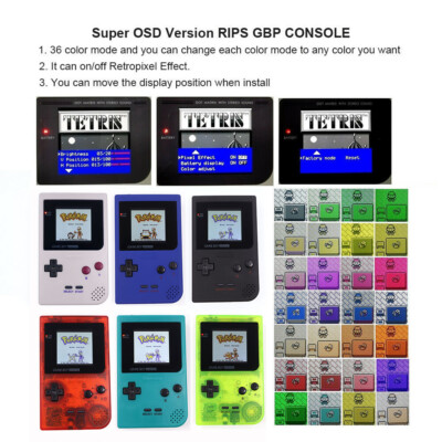OSD Version Menu GameBoy Pocket GBP Console Retro Pixel IPS Backlight LCD Kit