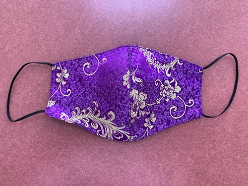 Purple Silk Face Mask, 100%, Women's Mask, Reusable, Washable, Artistic, USA - Picture 4 of 6