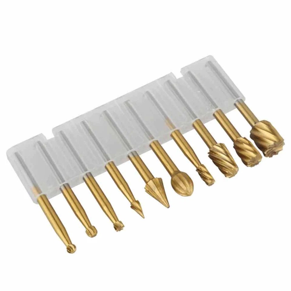 10Pcs HSS Routing Wood Carving Tools Rotary Drill File Router Bit For Dremel - Image 3 of 4