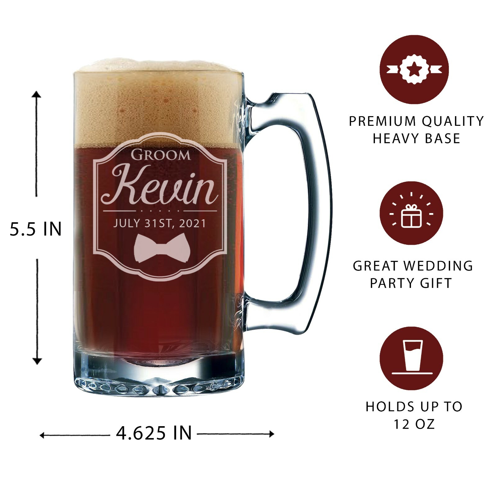 Engraved Personalized Groomsmen Beer Glasses Gifts eBay