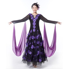 NEW Latin Ballroom Dance Dress Modern Salsa Waltz Standard Long Dress N054