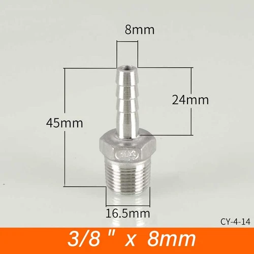 Stainless Male Thread Pipe Fitting x Barb Hose Tail Connector BSP 1/8" to 4" - Bild 16 von 86