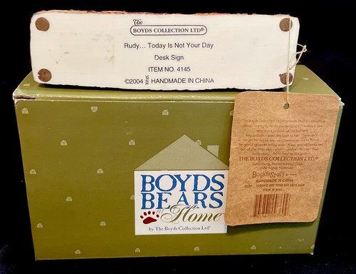 Vtg Boyds Bears “Rudy..Today is Not Your Day" Desk Sign Figure Office Bear 2004 - Picture 6 of 13