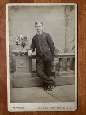 Young Man w/ Mustache Cabinet Card Photo Brooklyn NY Reynolds
