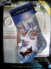 Christmas Counted Cross Dimensions GOLD Stocking KIT,SLEIGH RIDE AT DUSK,8712,16