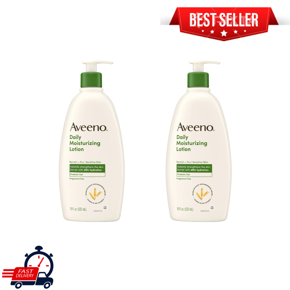 ( 2 Pack ) Aveeno Daily Moisturizing Body Lotion & Facial Moisturizer, 18 oz