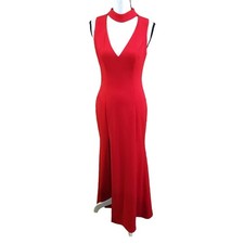 Betsy and Adam Red Plunging V-neck Cutout Choker Dress Party Women's 6