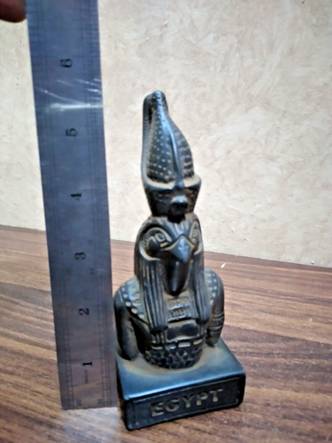 Egyptian God Horus & Tutankhamun – Handmade Solid Black Basalt Stone Statue - Imagen 12 de 17