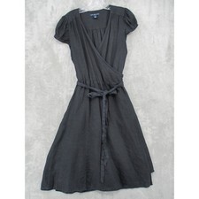 GAP Wrap Dress Womens 10 Linen Tie Waist Boho Lightweight Pockets Cap Sleeve