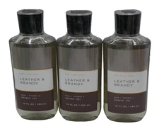 Bath & Body Works Leather & Brandy Shower Gel (3 PACK SET) FACTORY SEALED NEW