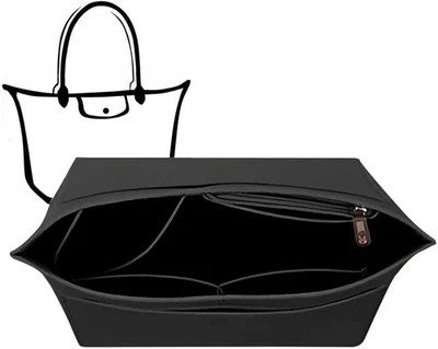 CHARINOR Premium Taschen Organizer für Longchamp, Taschenorganizer L aus Filz(SchwarzL)