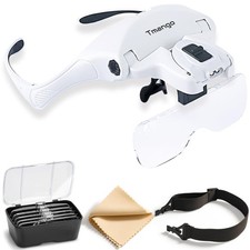 TMANGO Auricolare Lente di Ingrandimento Illuminata con 5 Lenti - Vivavoce Taglia Unica, Bianco 