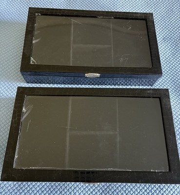 Prestige Croco-Embossed Jewelry Boxes Set Of 2 Black, Used