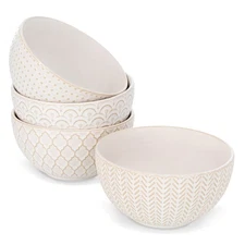 Creekview Home Emporium Soup Bowls 4 Pack - 4.5in White Embossed Stoneware Bowls