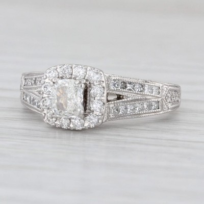 1.30ctw Cushion Diamond Engagement Ring 14k White Gold Size 8 Cathedral Band