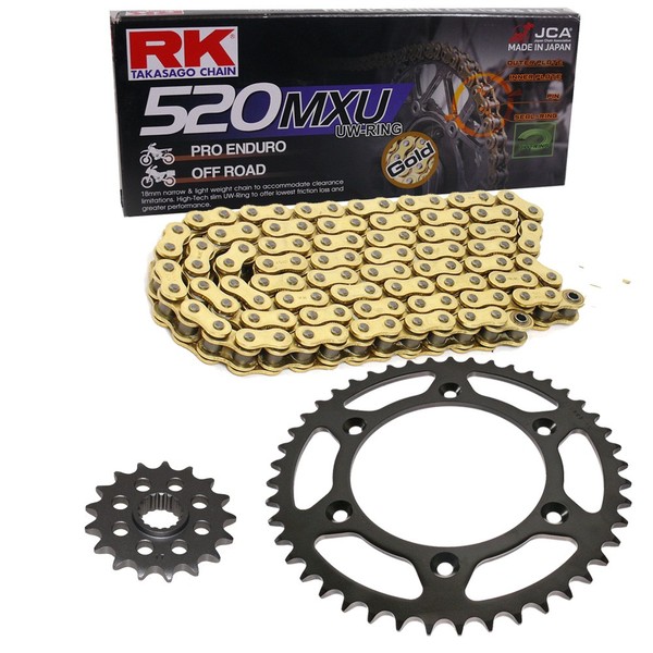 Kettensatz Honda CR 125 R 00-01 Kette RK GB 520 MXU 114 Offen Gold 13/52-image