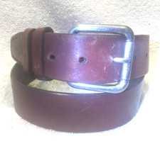 Lacoste Brown Leather Belt Silver Roller Buckle Double Keepers Size 32" 1.5 W