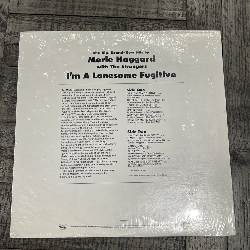 NEW Merle Haggard & The Strangers I’m A Lonesome Fugitive  LP Capitol ST2702  - Image 2 of 4