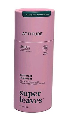 ( 1 ) Super Leaves Deodorant   COCONUT & WILDBERRIES  3 Oz By Attitude