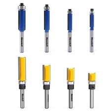 8PCS Flush Trim Router Bit Set 1/4 Inch Shank - 4Pcs Top Bearing Flush Trim Rout