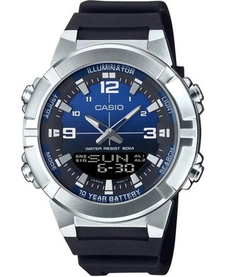 Casio AMW-870A-2A Analog-Digital Watch | Blue Dial Stainless Steel | 50M WR |