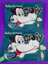 2 Vintage Walt Disney Goofy Plastic Safety Scissors New in Package! Made in USA