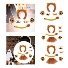 Lion Ears Noise Bow Tie Tail Palms Gloves Set Novelty Headpiece Decor Cute