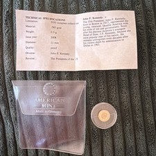 2008 AMERICAN MINT 0.5 gram 14k .585 Gold JOHN F. KENNEDY JFK Coin Token Proof 3110.35 per troy oz