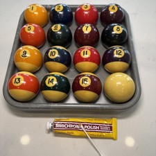 VTG Bakelite Tested Standard Sz Pool Ball Billiard Set 16  Tray Game Mancave