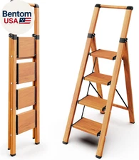 4 Step Ladder, Ladders for Home, Anti-Slip Pedals, Aluminum Step Stool Foldable,