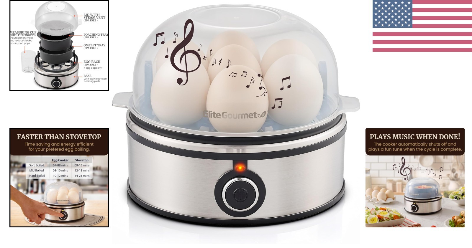 Stainless Steel Easy Egg Cooker: 7-Egg Capacity for Perfect Boiling & Poaching