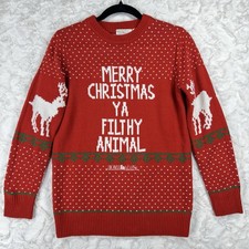 Home Alone Merry Christmas Ya Filthy Animal Ugly Sweater Sz Small Red Xmas Party