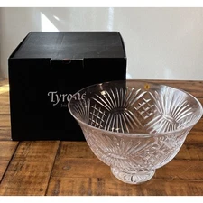 Tyrone Irish Crystal Footed Altmore Salad Bowl Criss Cross Cut Glass NEW