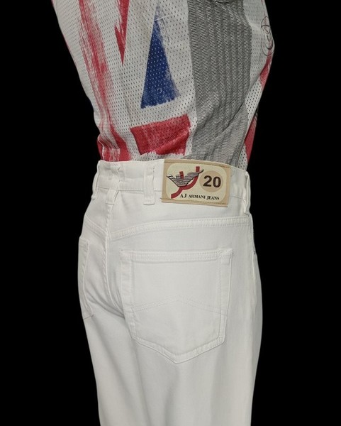 Women Armani Jeans Trousers White Cotton 42 / XL /