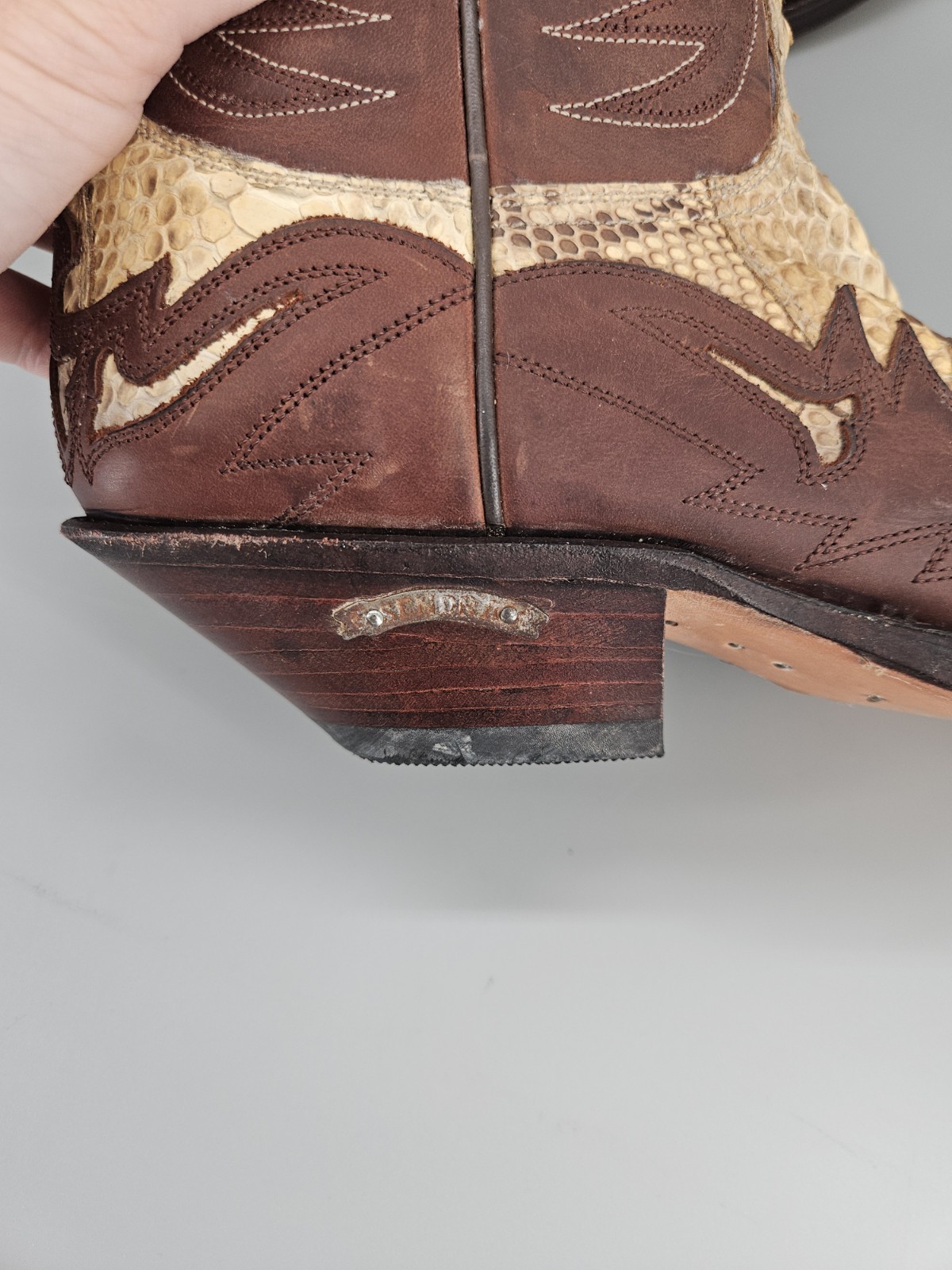Sendra 3241 python boots brown Western Cowboy Size 8.5 Leather Handmade image 5