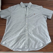 Men s Polo Ralph Lauren Large Grey Oxford Short Sleeve Button Down Shirt