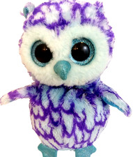 Ty Silk Beanie Boos Plush Stuffed OSCAR The OWL 6 Inch Purple Blue Glitter Eyes