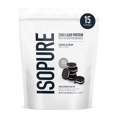 Isopure Zero Carb 100% Whey Protein Isolate Powder, Cookies & Cream, 25g Protein