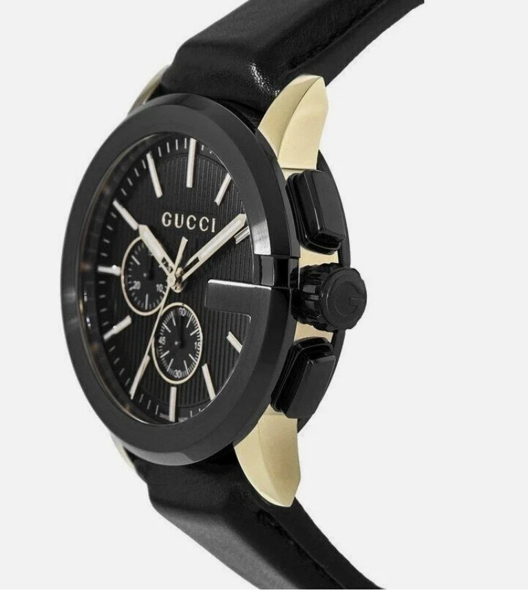 Preowned Gucci YA101203 Men’s Black DialSwiss Quartz 44mm Watch Leather Strap - Image 2 of 4