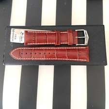 Hirsch MODENA Alligator Embossed Leather Watch Strap 22mm W L Classic Nos, Wine