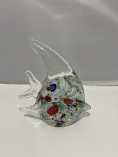 Murano Style Millefiori-Like Angel Fish Art Glass Tropical Paperweight Figurine