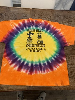 T-Shirt Chris Stapleton George Strait Tour 2025 3XL Tie Dye, Minor Spots