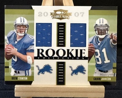 2007 CALVIN JOHNSON DREW STANTON #/500 Donruss Threads Rookie Collection #RCM-4