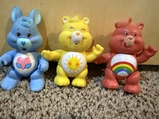 1983 Kenner Care Bears Sunshine, Cheer Cousin Swift 3.5" Posable PVC Figures