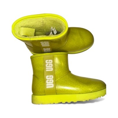 UGG Women s Clear Mini Boot Neon Yellow Waterproof Rain Booties Sz 7